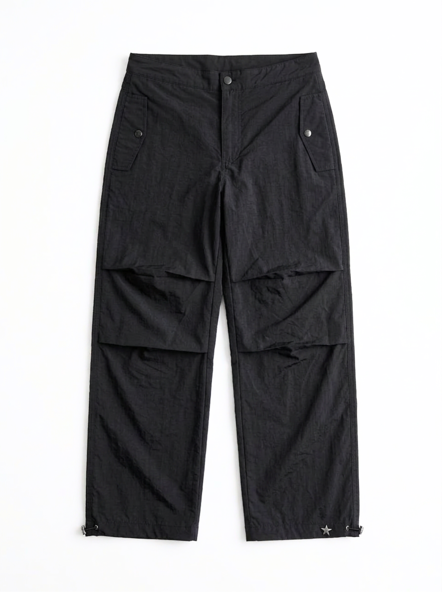 Urban Loose Parachute Pants - Black