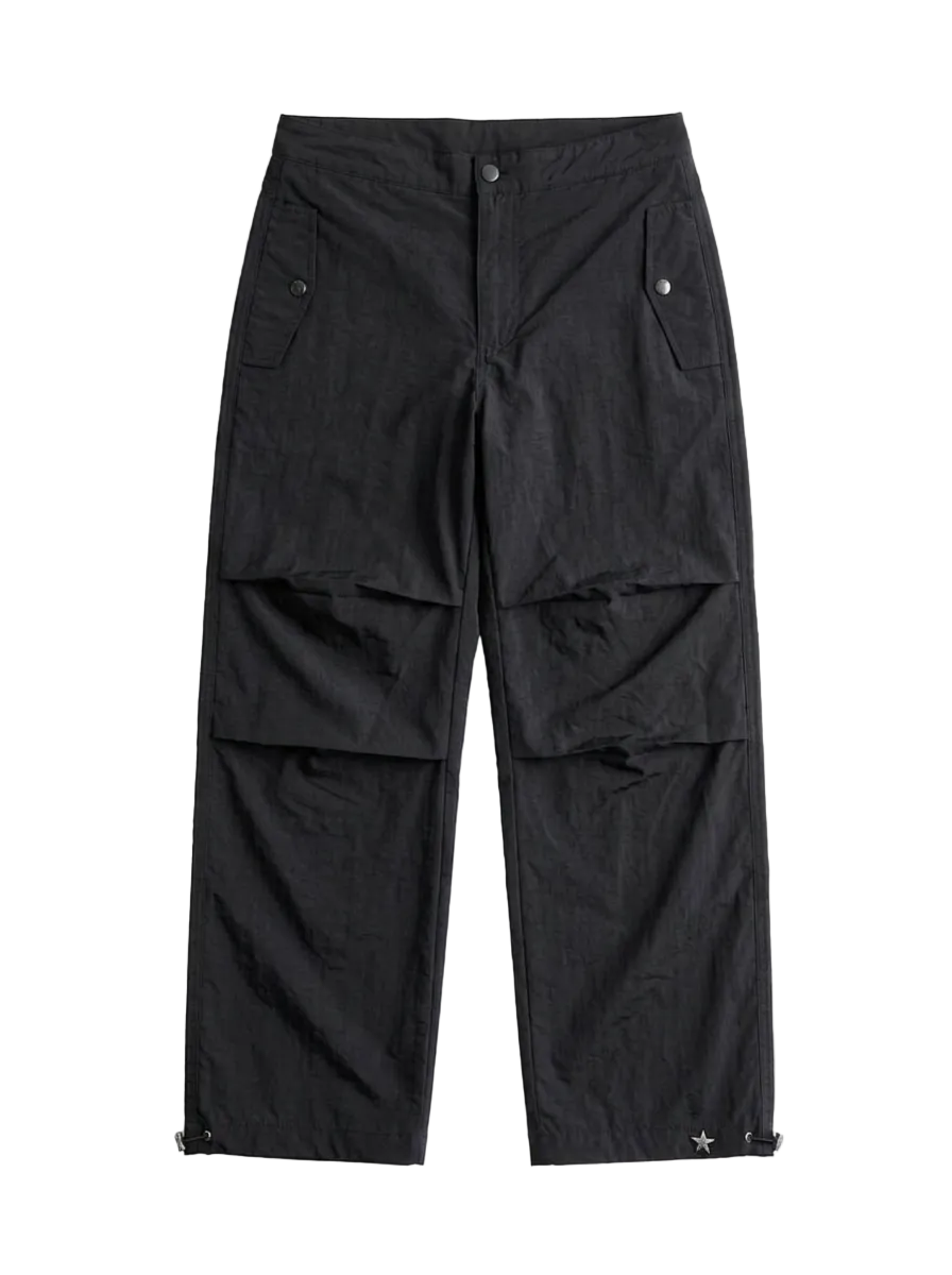 Urban Loose Parachute Pants - Black