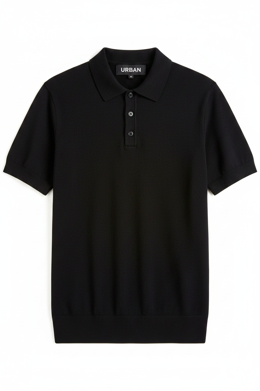 URBAN BASIC POLO SHIRT - BLACK