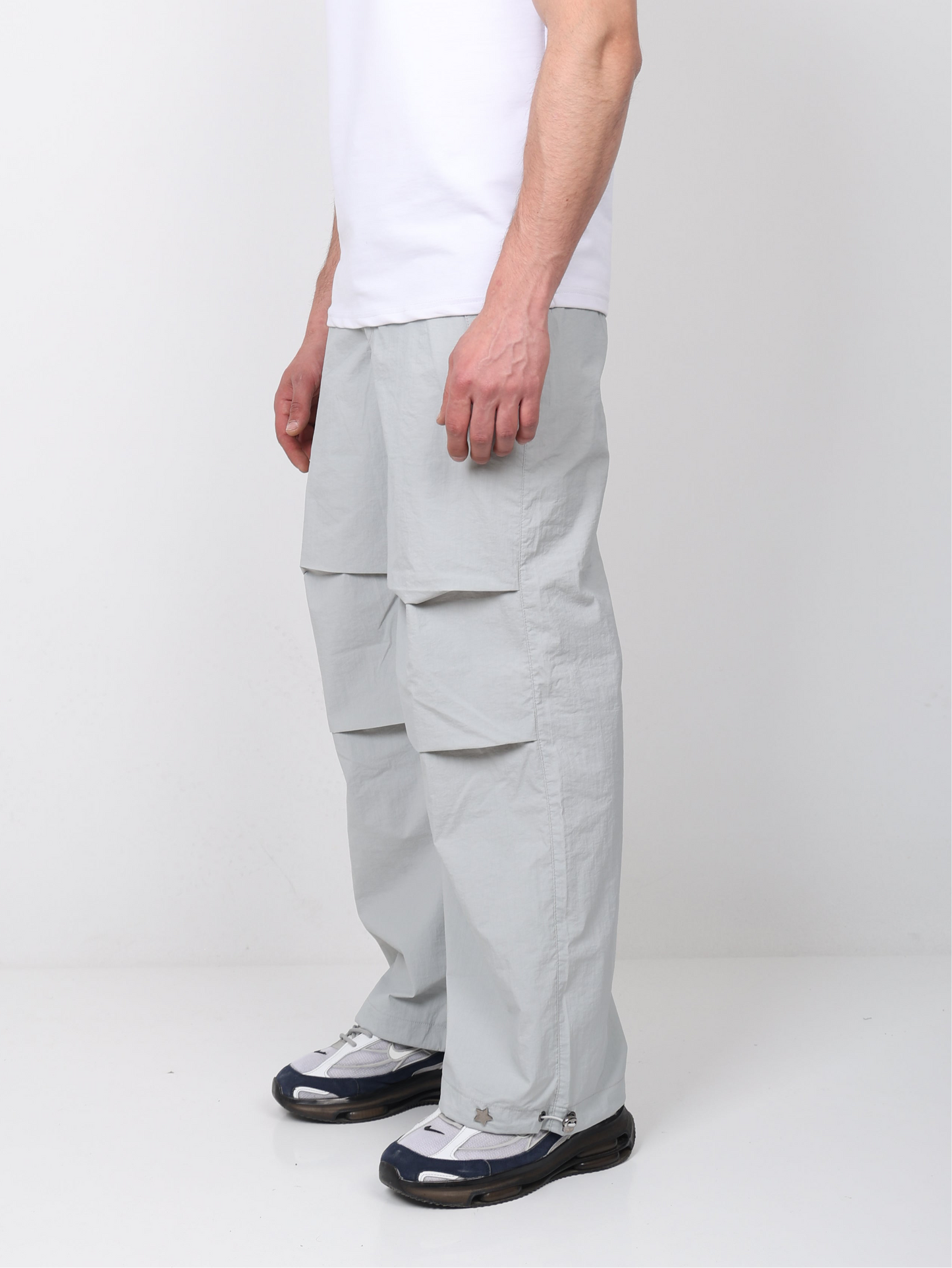 Urban Loose Parachute Pants - Light Gray