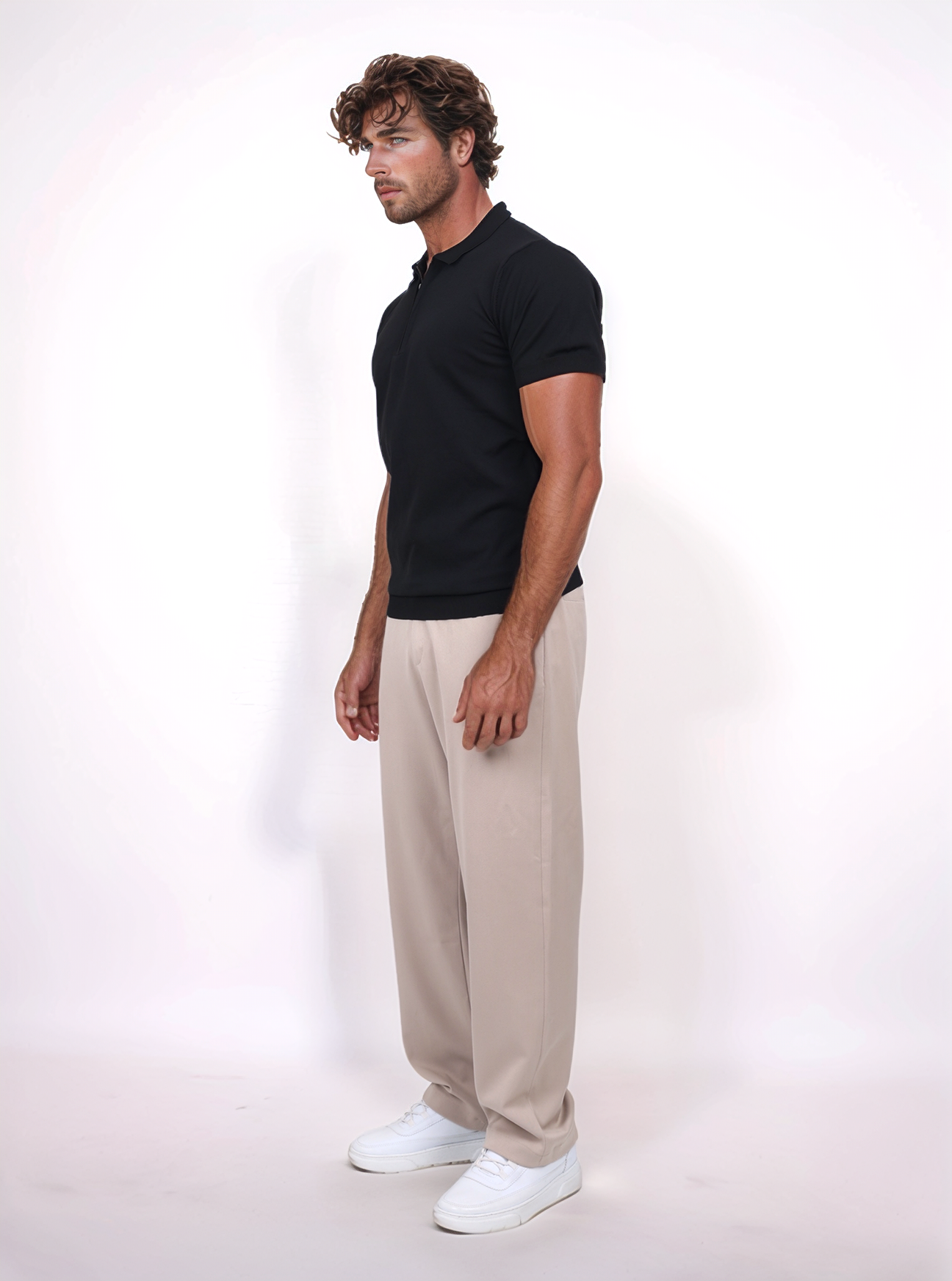 URBAN ZIPPER POLO SHIRT - BLACK