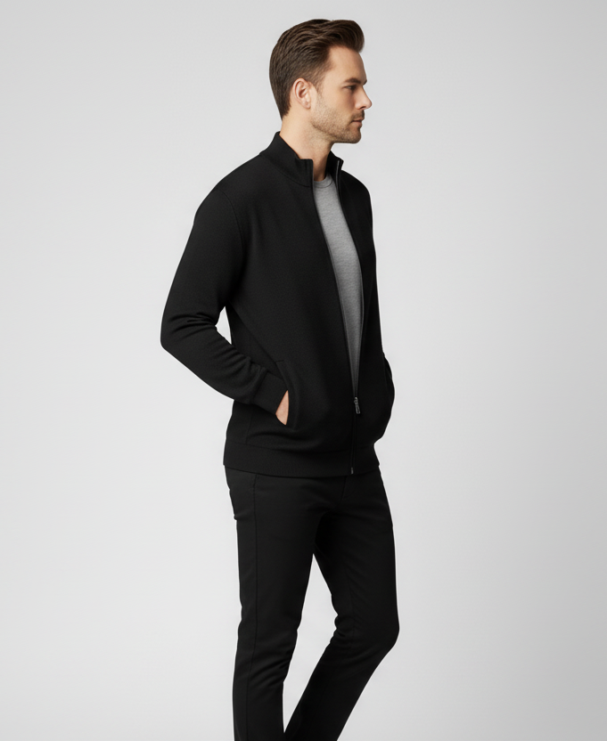 URBAN Cardigan Full Zipper - Black