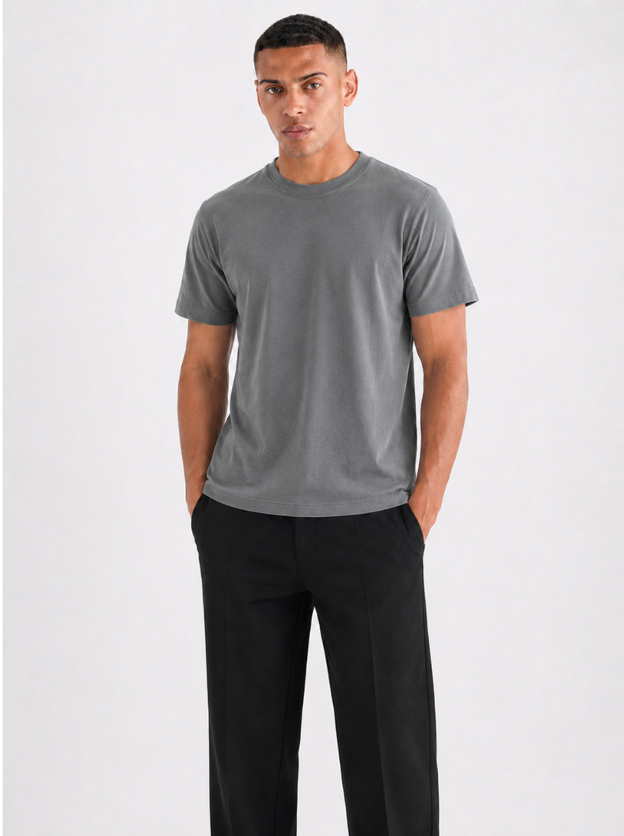 GRAY BASIC T SHIRT