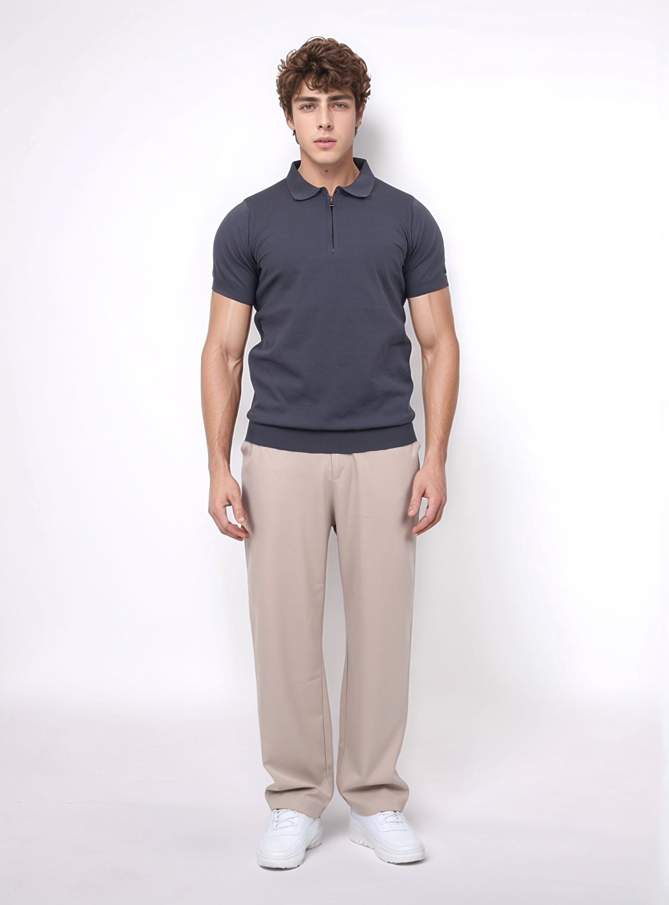 URBAN ZIPPER POLO SHIRT - GRAY