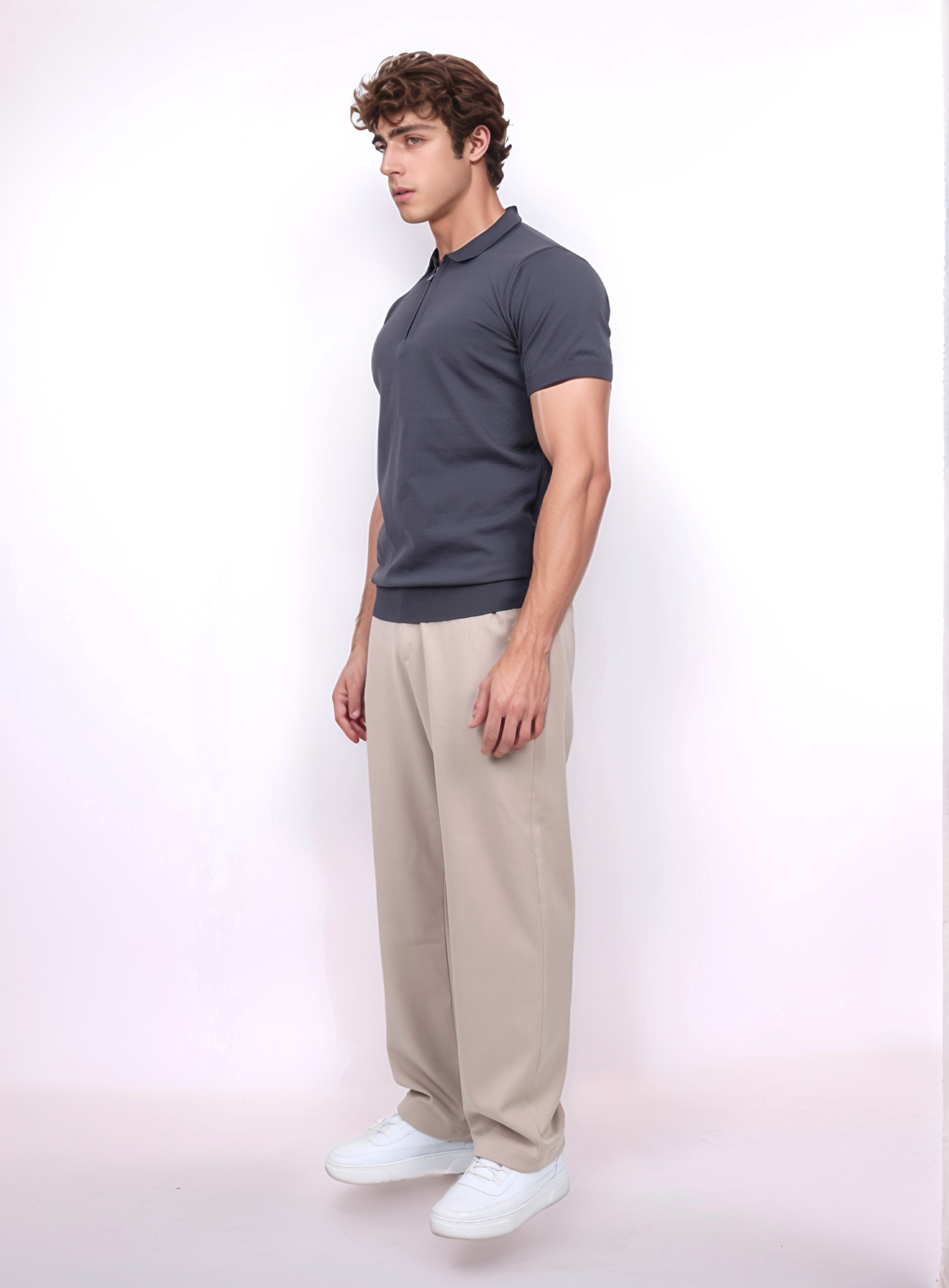 URBAN ZIPPER POLO SHIRT - GRAY