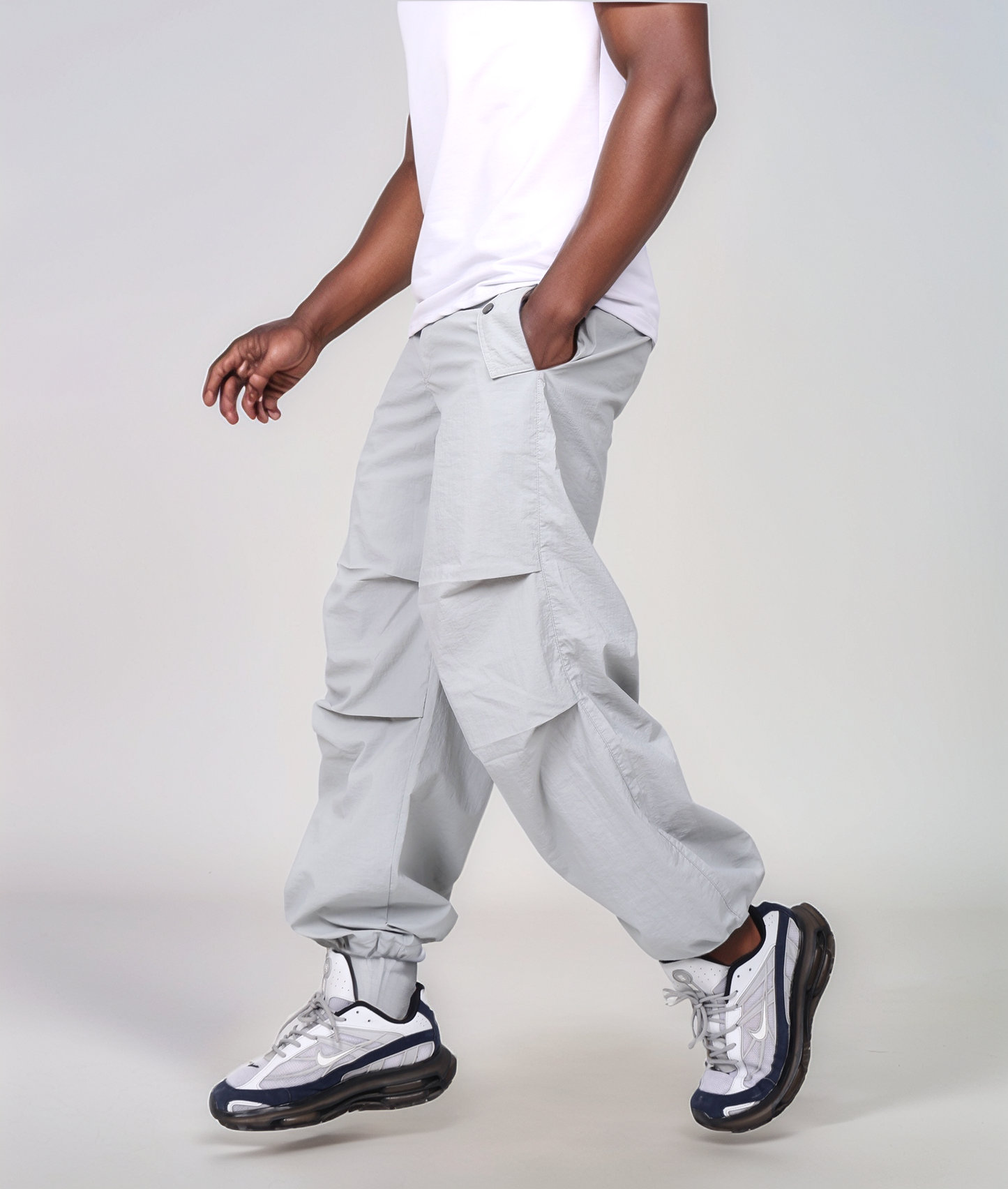 Urban Loose Parachute Pants - Light Gray