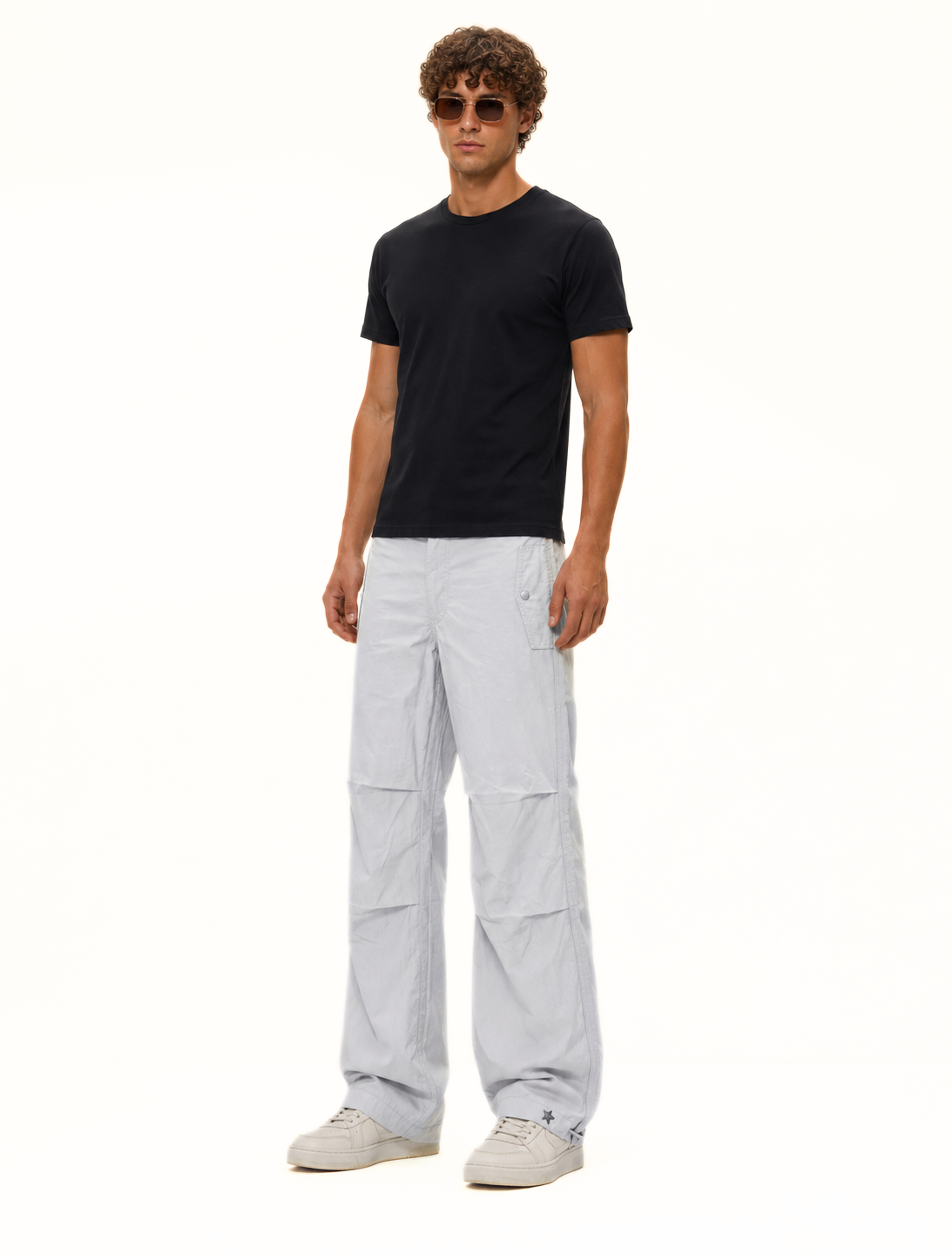 Urban Loose Parachute Pants - Light Gray