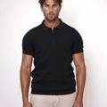 URBAN ZIPPER POLO SHIRT - BLACK