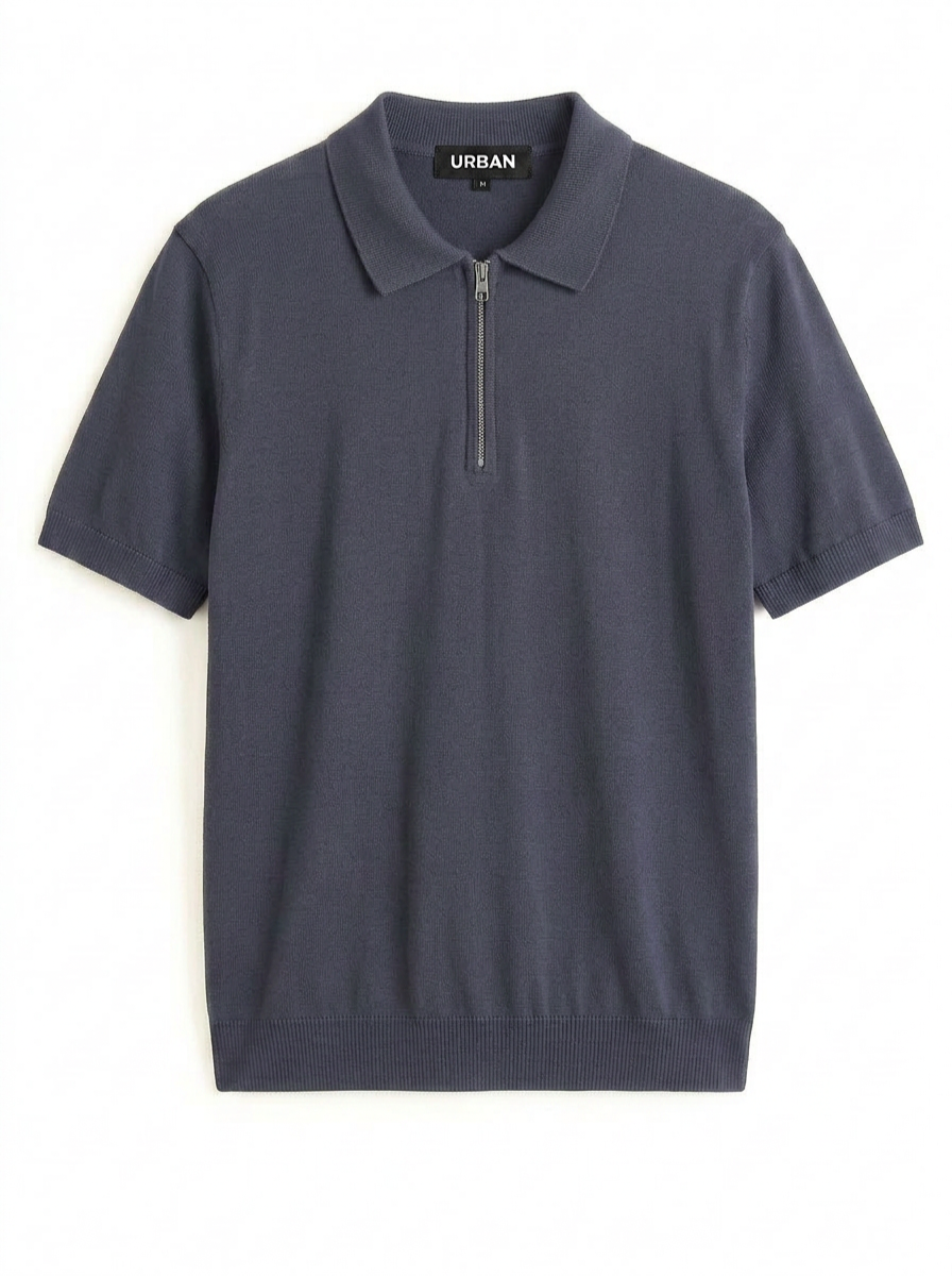 URBAN ZIPPER POLO SHIRT - GRAY