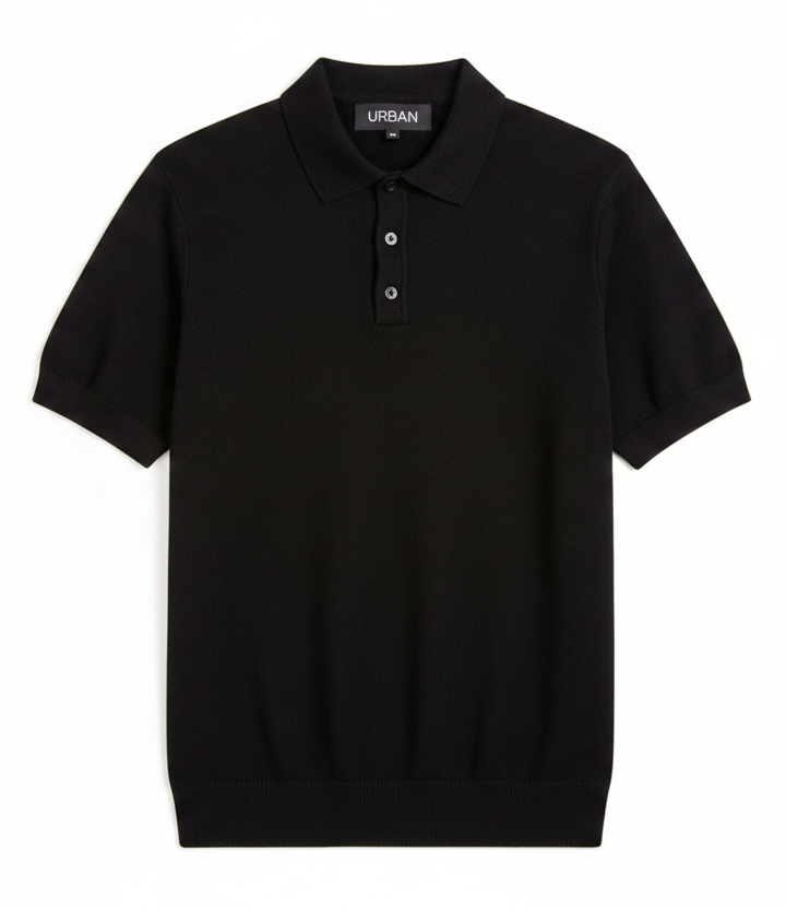 URBAN BASIC POLO SHIRT - BLACK