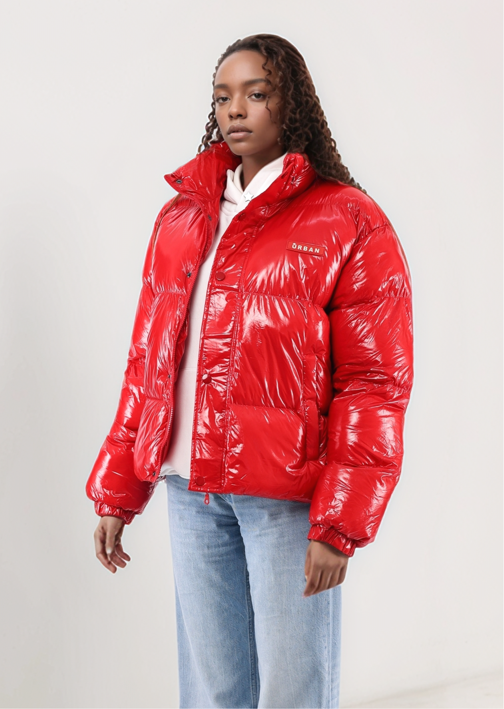 Shiny Red Puffer Jacket