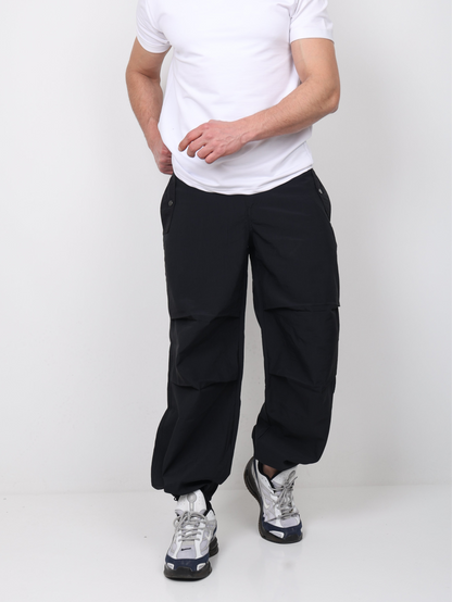 Urban Loose Parachute Pants - Black