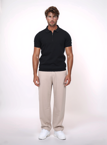 URBAN ZIPPER POLO SHIRT - BLACK