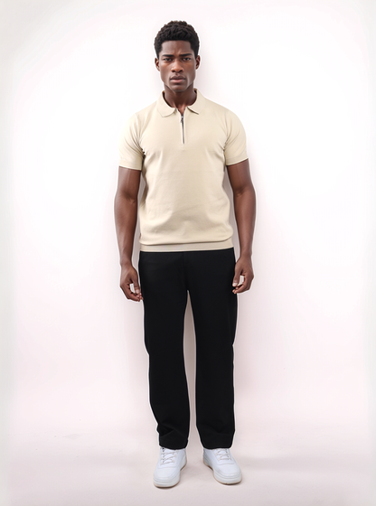 URBAN ZIPPER POLO SHIRT - BEIGE