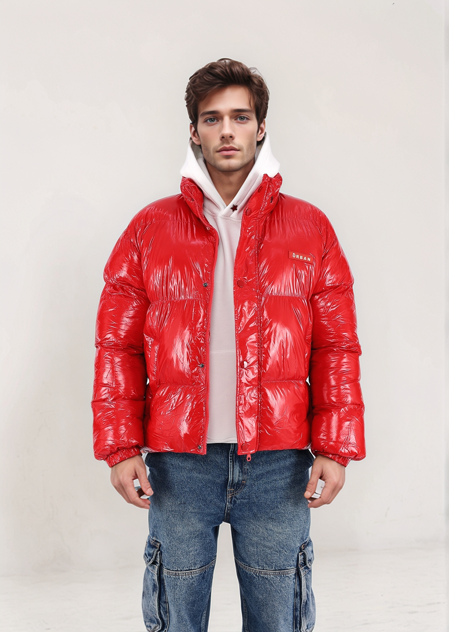 Shiny Red Puffer Jacket