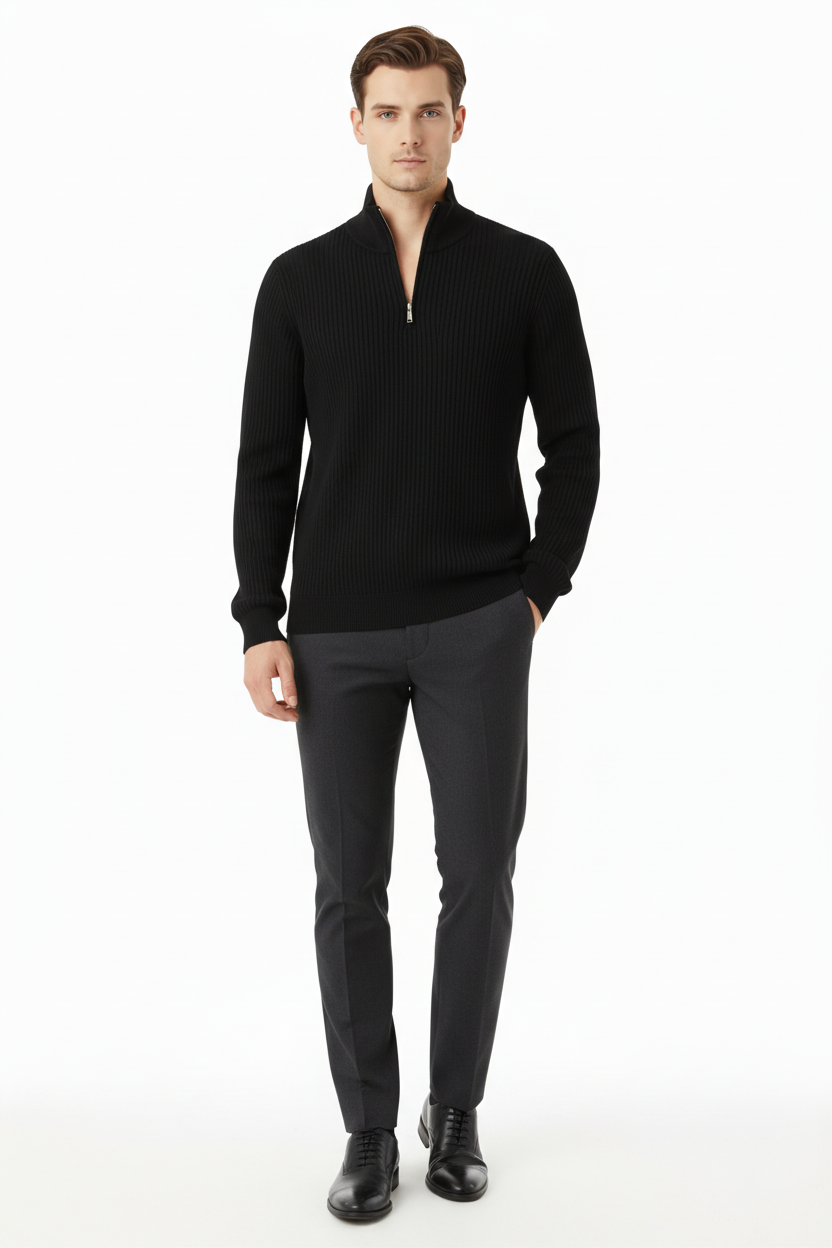 URBAN Cardigan Half Zipper - Black