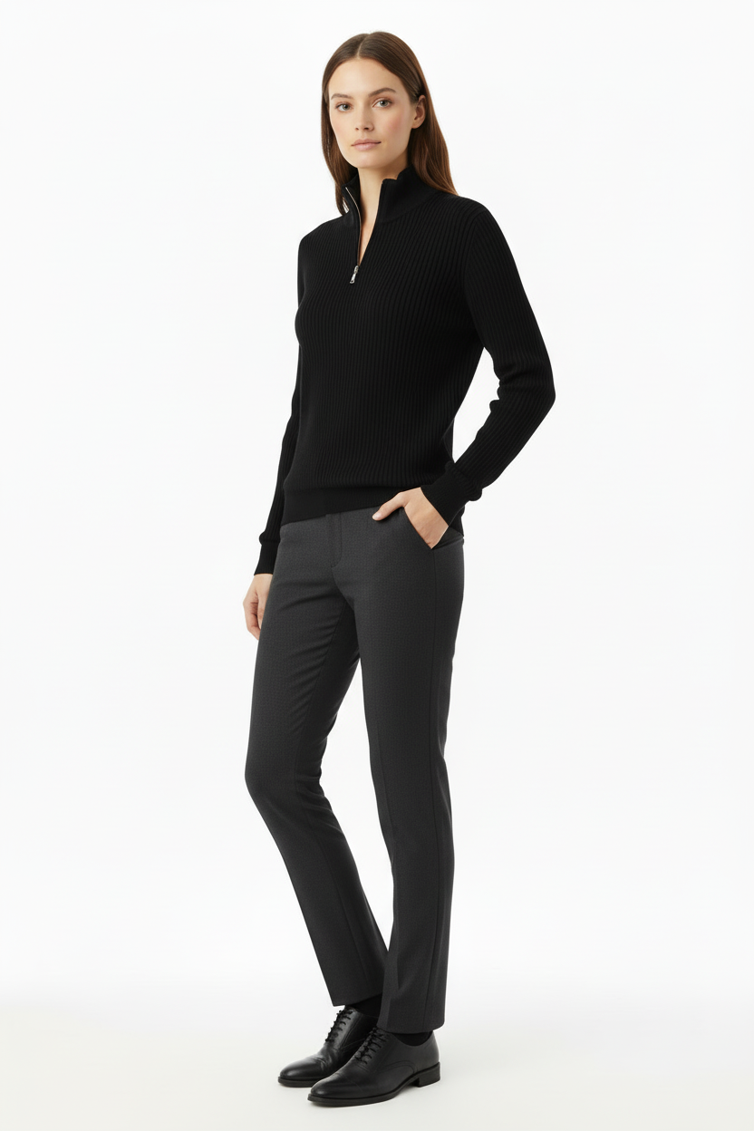 URBAN Cardigan Half Zipper - Black