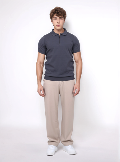 URBAN ZIPPER POLO SHIRT - GRAY