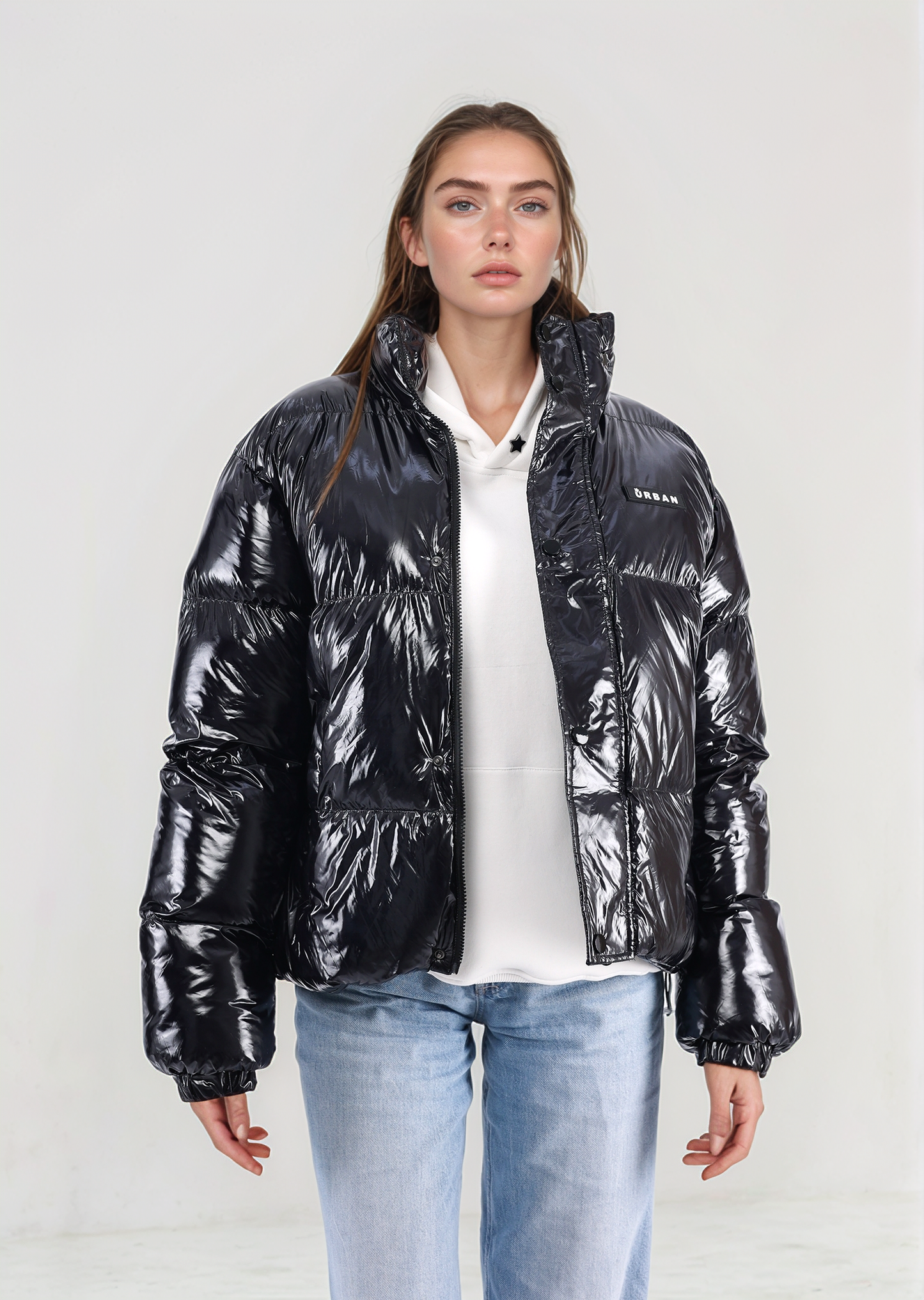 Shiny Black Puffer Jacket