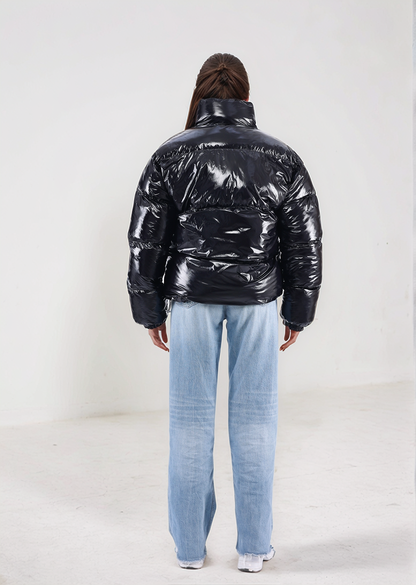 Shiny Black Puffer Jacket