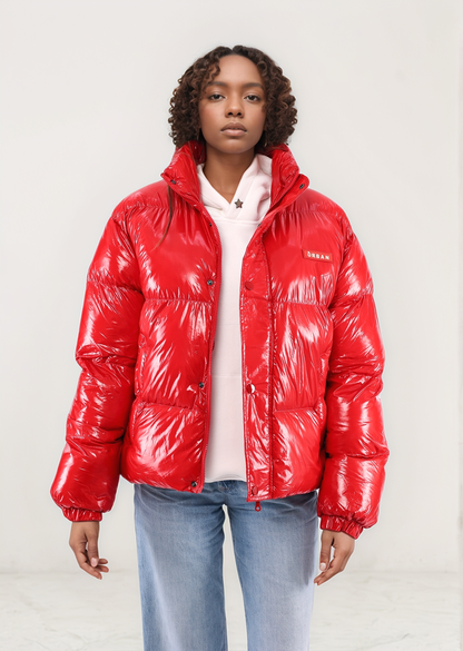 Shiny Red Puffer Jacket