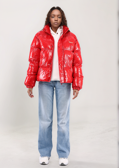 Shiny Red Puffer Jacket