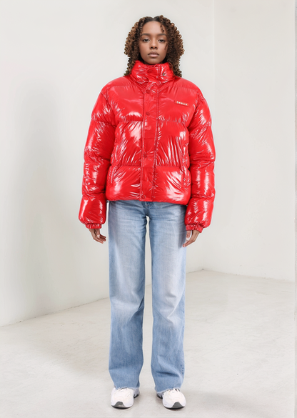 Shiny Red Puffer Jacket