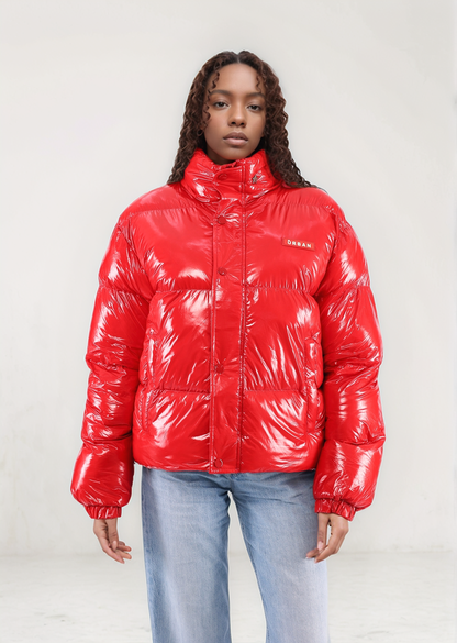 Shiny Red Puffer Jacket